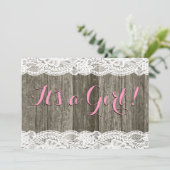 Rustikale Spitzen- und Barnholzdusche Einladung (Stehend Vorderseite)