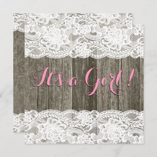 Rustikale Spitzen- und Barnholzdusche Einladung (Vorne/Hinten)