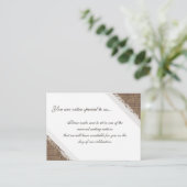 Rustikale Spitzen und Burlap-Sitzplätze vorbehalte Platzkarte (Stehend Vorderseite)