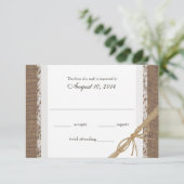 Rustikale Spitzen und Burlap Wedding RSVP Karte (Stehend Vorderseite)