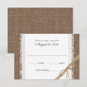 Rustikale Spitzen und Burlap Wedding RSVP Karte (Vorne/Hinten)