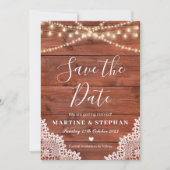 Rustikale Spitzen- und Feenlampen Save the Date Einladung (Vorderseite)