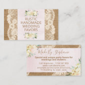 Rustikale Spitzen und handgefertigte Gastgeschenk Visitenkarte (Vorne/Hinten)