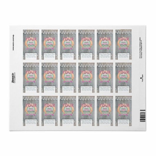 Rustikale Spitzen- und Holzboho-Boutique-Bauern Ma Adressaufkleber (Vorne)