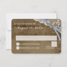 Rustikale Spitzen- und Holzhochzeit RSVP Einladung