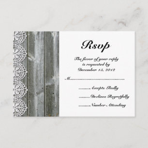 Rustikale Spitzen- und Holzhochzeit RSVP Karte