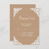 Rustikale Spitzen- und Mittelburlap-UAWG RSVP Karte (Vorne/Hinten)