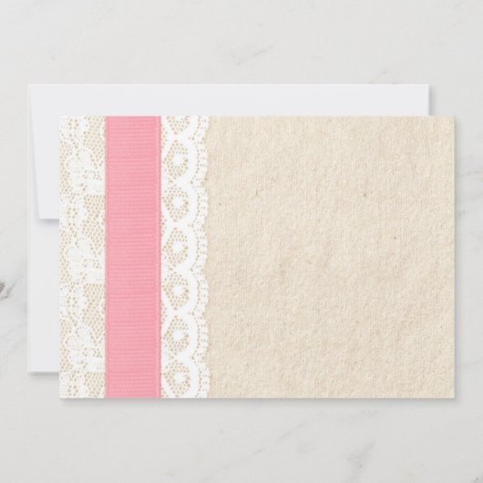 Rustikale Spitzen- und Perlendusche Einladungen (Rückseite)