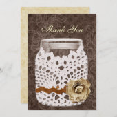 Rustikale Spitzen wrapped Mason Jar Wedding Dankeskarte (Vorne/Hinten)