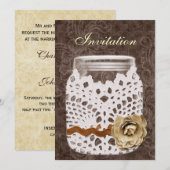 Rustikale Spitzen wrapped Mason Jar Wedding Einladung (Vorne/Hinten)