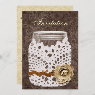 Rustikale Spitzen wrapped Mason Jar Wedding Einladung