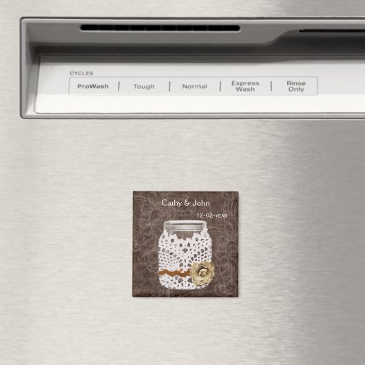 Rustikale Spitzen wrapped Mason Jar Wedding Magnet (In Situ (Geschirrspüler))