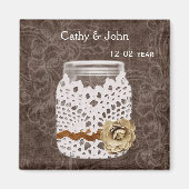 Rustikale Spitzen wrapped Mason Jar Wedding Magnet (Vorne)
