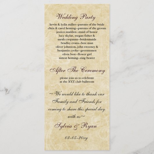 Rustikale Spitzen wrapped Mason Jar Wedding Programm (Rückseite)