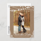 Rustikale Spitzenbeleuchtung Save the Date Rücktex Ankündigungspostkarte (Vorne/Hinten)