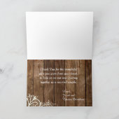 Rustikale Spitzenholz-Hochzeit geklappt Dankeschön Dankeskarte (Innenseite)