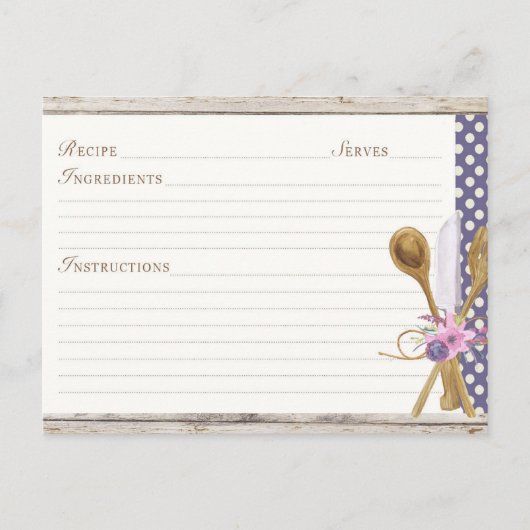 Rustikale Spoons Küche Rezeptionskarten Postkarte (Vorderseite)