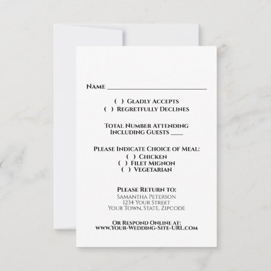 Rustikale Spring Bouquet Coral Pink & Mauve Weddin RSVP Karte (Rückseite)