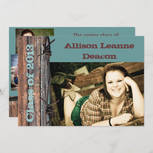 Rustikale Stacheldraht-Abschlussmitteilung Einladung (Vorne/Hinten)