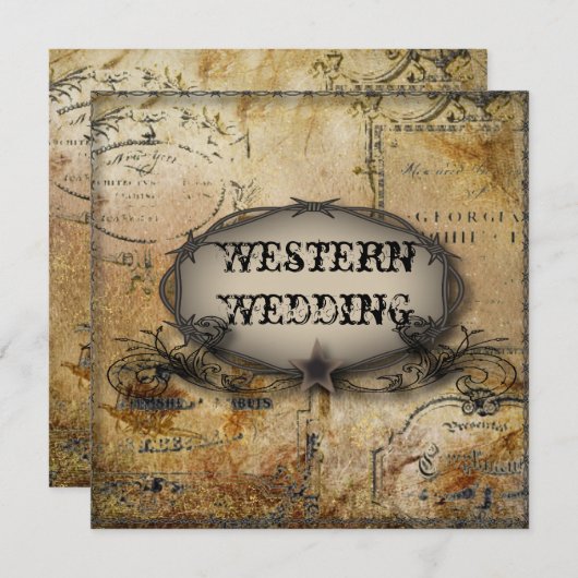 rustikale Stacheldraht Western Cowboy Hochzeit Einladung (Vorne/Hinten)