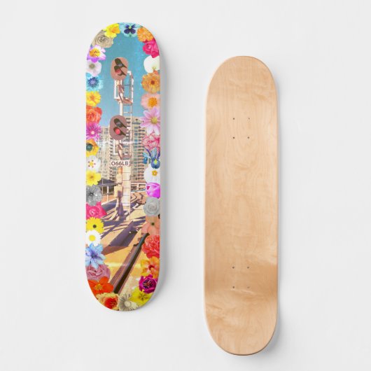 Rustikale Stadtblumen Skateboard (Vorderseite)
