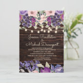 Rustikale Stallenholz-Streichelleuchten Lila rosa, Einladung (Stehend Vorderseite)