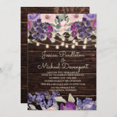 Rustikale Stallenholz-Streichelleuchten Lila rosa, Einladung (Vorne/Hinten)