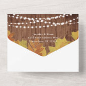 Rustikale Stallenholz-String-Lights-Herbstlaube Ho All In One Einladung (Rückseite)
