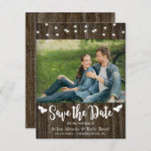 Rustikale Stallholz-String-Leuchten Fotokarte (Vorne/Hinten)