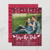 Rustikale Stallholz-String-Leuchten Fotokarte (Vorne/Hinten)