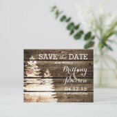 Rustikale Stallholzkiefern Winter Save the Date Ankündigungspostkarte (Stehend Vorderseite)