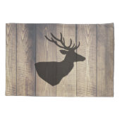 Rustikale Stallholzplanks und graue Silhouette Kissenbezug (Rückseite)