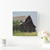 Rustikale Stallmauer Quadratische Wanduhr (Zuhause)