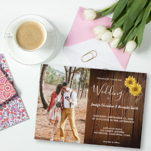 Rustikale Stallsonnenblumen Foto Land Hochzeit Einladung