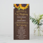 Rustikale Stallsonnenblumen Hochzeitsprogramm Programm (Stehend Vorderseite)