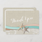 Rustikale Starfish and Ribbon Flat Card Vielen Dan Dankeskarte (Vorne/Hinten)