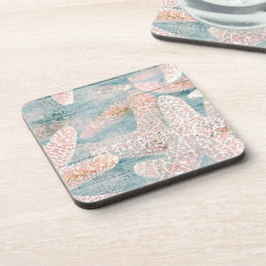 Rustikale Starfish-aquamarines Blau Untersetzer (Linke Seite)