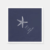 Rustikale Starfish Blue Beach Hochzeit Serviette (Vorderseite)