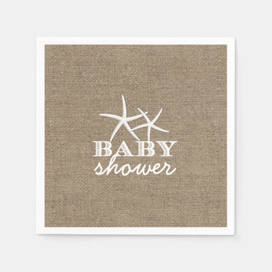 Rustikale Starfish Burlap Baby Dusche Serviette (Vorderseite)