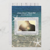 Rustikale Starfish Wood Gerahmtes Foto Strand Hoch Einladung (Vorne/Hinten)