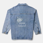 Rustikale staubblaue Aquarellblumen & Blätter Jeansjacke (Rückseite)