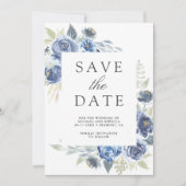 Rustikale staubblaue Blumen-Foto-Collage-Hochzeit Save The Date (Vorderseite)