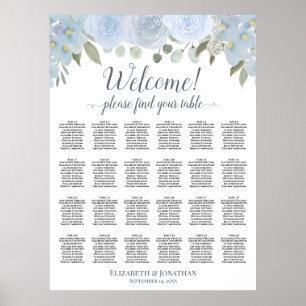 Rustikale Staubblaue Blumen-Tischordnung für 24 Ti Poster