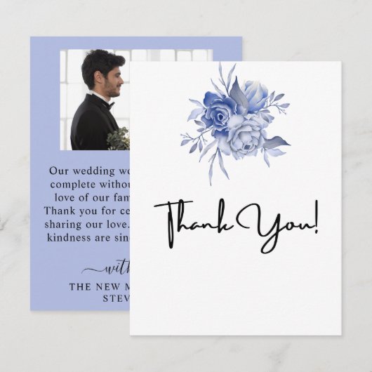 rustikale staubblaue Rosen und andere Blumen Dankeskarte (Vorne/Hinten)