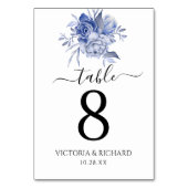 rustikale staubblaue Rosen und andere Blumen Tischnummer (Rückseite)