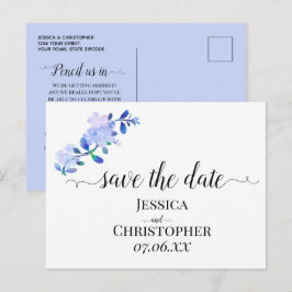 rustikale staubblaue Wasserfarben-Blume & Blätter Ankündigungspostkarte