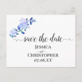 rustikale staubblaue Wasserfarben-Blume & Blätter Ankündigungspostkarte (Vorderseite)