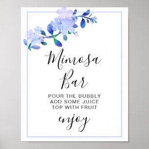 rustikale staubblaue Wasserfarben-Blume und Blätte Poster