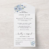 rustikale staubblaue Wasserfarben Blumen & Blätter All In One Einladung (Innen Boden)