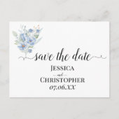 rustikale staubblaue Wasserfarben Blumen & Blätter Ankündigungspostkarte (Vorderseite)